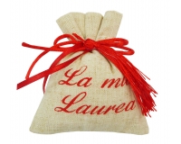 Bomboniere Laurea Sacchetto Cotone Scritta Nappina