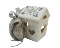Bomboniere Matrimonio Nozze Casetta Led Sacchetto Cotone Maiolica
