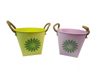 Vaso Latta Fiore 16x13,5 Decorazione Primavera Pasqua Addobbi