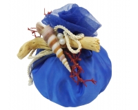 Bomboniere Matrimonio Linea Mare Saccotto Blu Conchiglia Corallo Legno