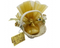Bomboniere Matrimonio Nozze Oro Cesto Ovale Ceramica Sacchetto Strass