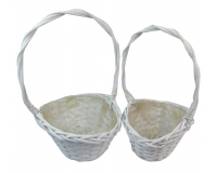 Cesto Salice Bianco Manico S/2 Composizione Floreale Addobbi