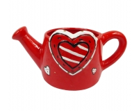 Annaffiatoio Cuore Grande Ceramica Rosso Decorativo Festa Innamorati Mamma