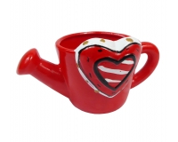 Annaffiatoio Cuore Piccolo Ceramica Rosso Decorativo Festa Innamorati Mamma