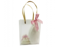 Set Bomboniere Testimoni Anniversario Alto Vaso Viso Femminile Confezione Sacchetto