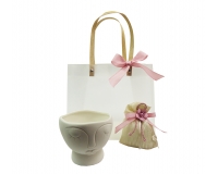 Set Bomboniere Testimoni Anniversario Vaso Ciotola Viso Femminile Confezione Sacchetto