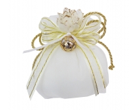 Bomboniere Matrimonio Nozze Oro Sacchetto Fiore Sfera Perla Dorata