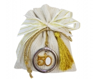 Bomboniere Matrimonio Nozze Oro 50esimo Sacchetto Portachiavi 50 Nappina