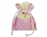 Bomboniere Battesimo Nascita Bimba Sacchetto Rosa Scritta Baby