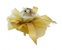 Bomboniere Anniversario Nozze Oro Sacchetto Tulle Applicazione Cestino Resina