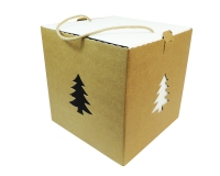 Scatola Albero Avana Bianca 21x21x21 Pz 1 Decorazioni Natale