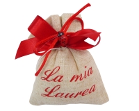 Bomboniere Laurea Mini Sacchetto Juta Scritta Coccinella