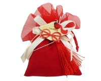 Bomboniere Laurea Sacchetto Cotone Rete Nappina Applicazione Legno Cappello Occhiali