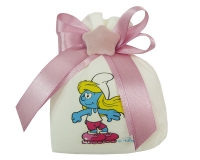 Bomboniera Battesimo Nascita Bimba Sacchetto Puffetta Pattini