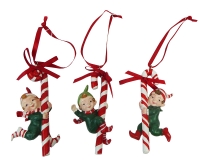 Set Combo Elfi Candy Resina Pz 3 Decorazioni Da Appendere Addobbi Natale