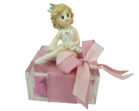 Bomboniere Comunione Bimba Scatolina Rigida Applicazione Ballerina Seduta