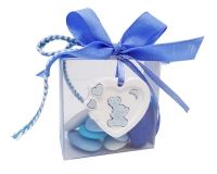Bomboniere Nascita Battesimo Scatolina Pvc Bimbo Cuore Gesso Orsetto