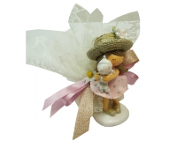 Bomboniere Comunione Cresima Statuina Bambina Gattino Sacchetto Pizzo