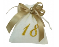 Bomboniere Diciottesimo Compleanno Sacchetto Cotone 18 Tramato Oro
