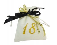Bomboniere Diciottesimo Compleanno Sacchetto Cotone 18 Tramato Oro Black