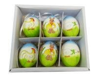 Uova Bianche Disegnato Pz 6 Da Appendere Decorazioni Primavera Pasqua