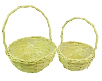 Cesto Pastelcolor Basso Con Manico S/2 Decorazioni Primavera Pasqua