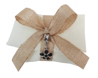 Bomboniere Sacchetto Piegato Applicazione Pendaglio Margherita Matrimonio Wedding