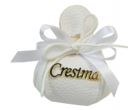 Bomboniere Sacchetto Bianco Misto Ecopelle Cresima Applicazione Scritta