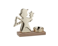 Angelo Oro Portacandela Legno Metallo Decorazione Addobbi Arredo Natale