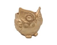 Vaso Gufo Oro 15x15x14 Saggezza Composizione Floreale