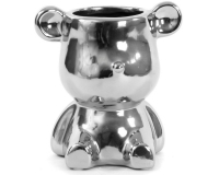 Orsetto Vaso Oro Argento 14,5x11x15 Decorazioni Addobbi Composizione Floreale