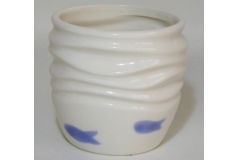 Vasetto Ceramica Bianca Pesci D. 9 H. 9