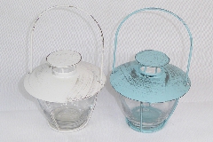 Lanterna Vetro/metallo Anticato 12x14 Cm Arredo Wedding