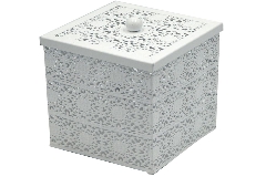 Scatola Metallo Bianco Lucido Quadrata Cm 12x12x15,5 Forata