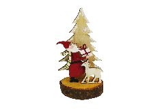 Albero E Babbo Su Base Legno Cm 7x16 Pz 1