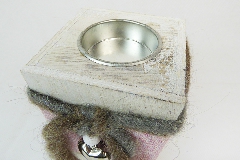 Porta Tea Light In Legno Con Cuore 7x7x15 Cm