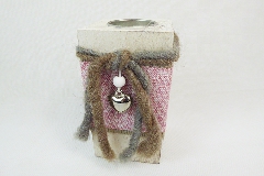 Porta Tea Light In Legno Con Cuore 7x7x15 Cm