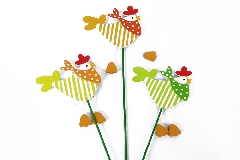 Pz 12 Pick 25 Cm Gallina In Legno Colorata 6 Cm Decorazione Primavera Pasqua