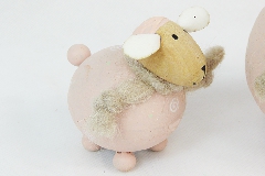 Pz 2 Pecore Latta Rosa D.60 H.90 E D.9 H.13,5 Decorazione Pasquale