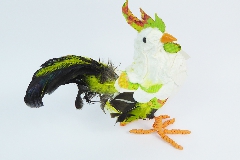 Galletto Piccolo Coda Verde Piumata 20 Cm Animale Decorativo Primavera