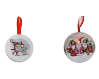 Addobbi Legno Led Babbo Natale Multicolor Tondo Cm D 12,7 H 1,8