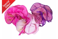 Sacchetto Fazzoletto Roselline Organza Raso Bomboniere Fai Da Te