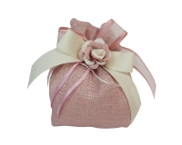 Bomboniera Matrimonio Nozze Sacchetto Rosa Fiore Tessuto