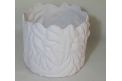 Portavaso Leaf In Gesso Bianco Con Decorazione 9,5x9,5