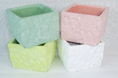 Vaso Quadro GEO 12,5x12,5x10,5 Cm Di Gesso Colorato Sagomato