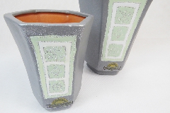 Serie Da 2 Vaso Esagonale Glitter Terracotta Regalo Natale