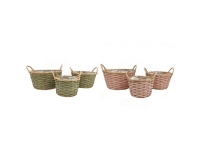 Cesto Vimini S/3 Rotondo Decorazione Composizione Floreale