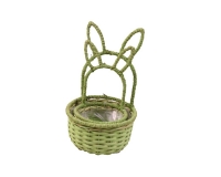 Cesto Coniglio S/2 Tondo Decorazione Primavera Pasqua