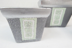 Serie Da 3 Vaso Quadro Basso Glitter Terracotta Regalo Natale