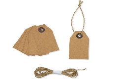 Pz 20 Tag Carta Kraft 8 Cm Con Cordoncino Juta Decorazione Targhetta